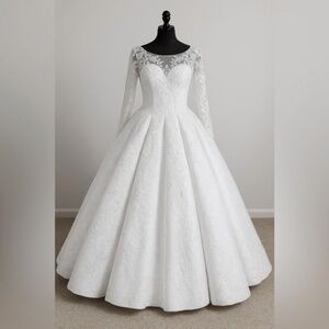 Custom Lace Beaded White Wedding Dress size 8-12